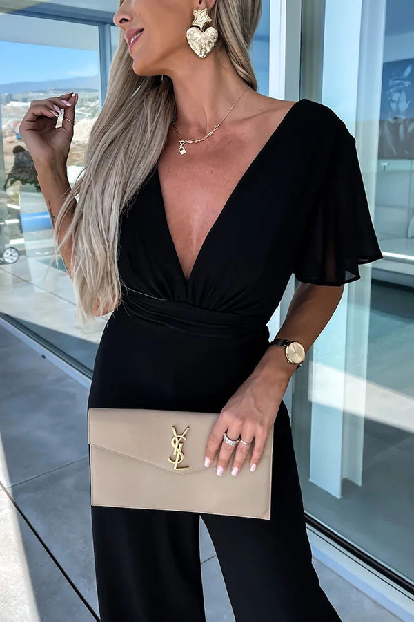 Devoted To You Bell Sleeve High Waist Jumpsuit