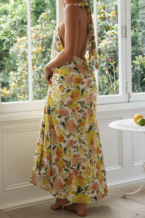 Fashion Halter Neck Long Backless Dress
