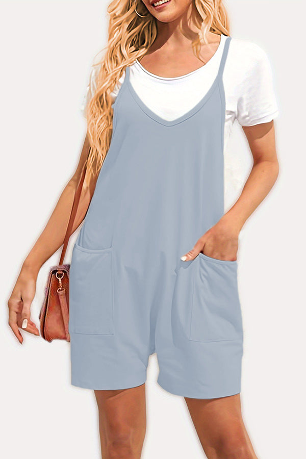 Zip pocket suspenders jumpsuit