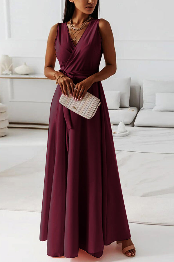 Tie Waist Wrap Maxi Dress
