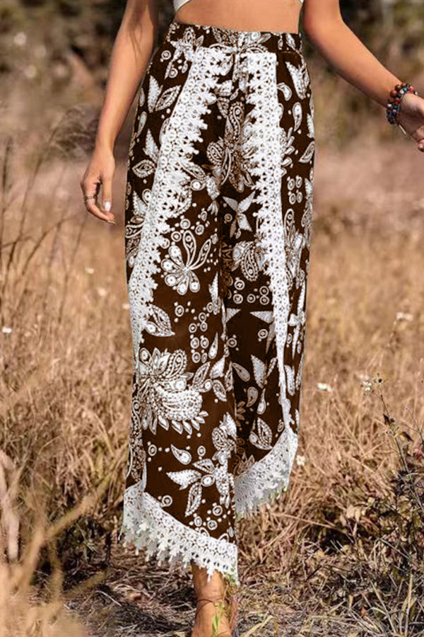 Loose Print Fashion Casual Lace Pants