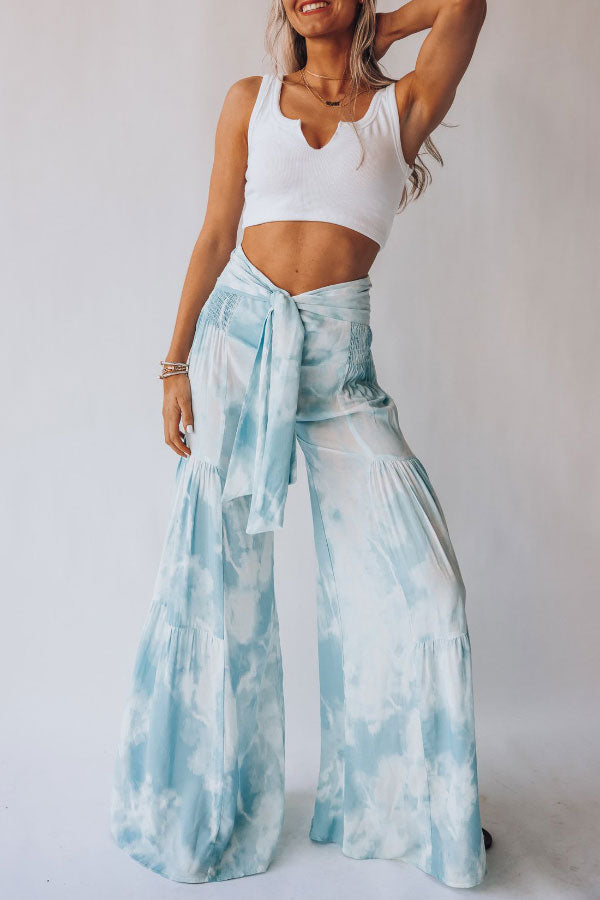 Tie-dye Printed Waisted Flared Track Pants