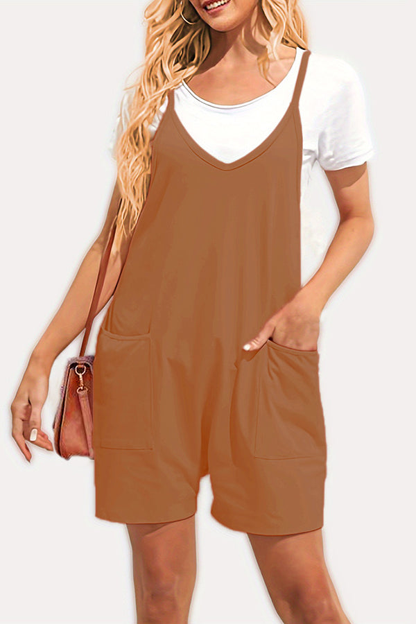 Zip pocket suspenders jumpsuit