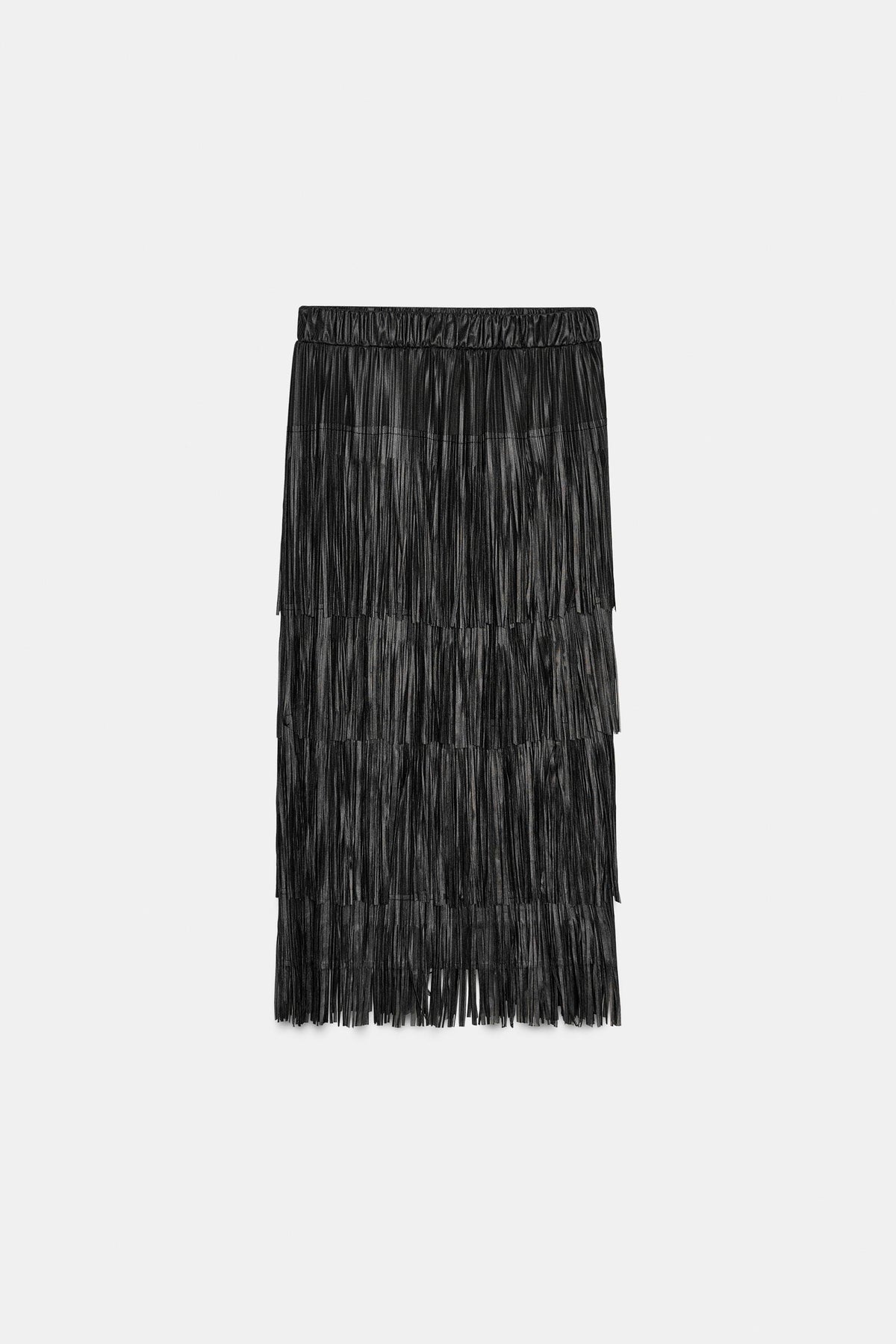 FRINGED MIDI SKIRT