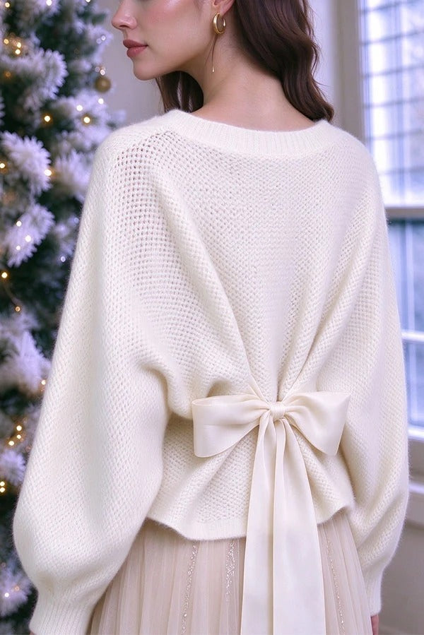 Elena Bow-Back Knit Sweater