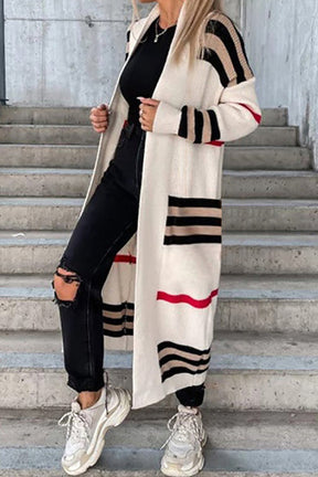 Casual Street Striped Patchwork V Neck Outerwear