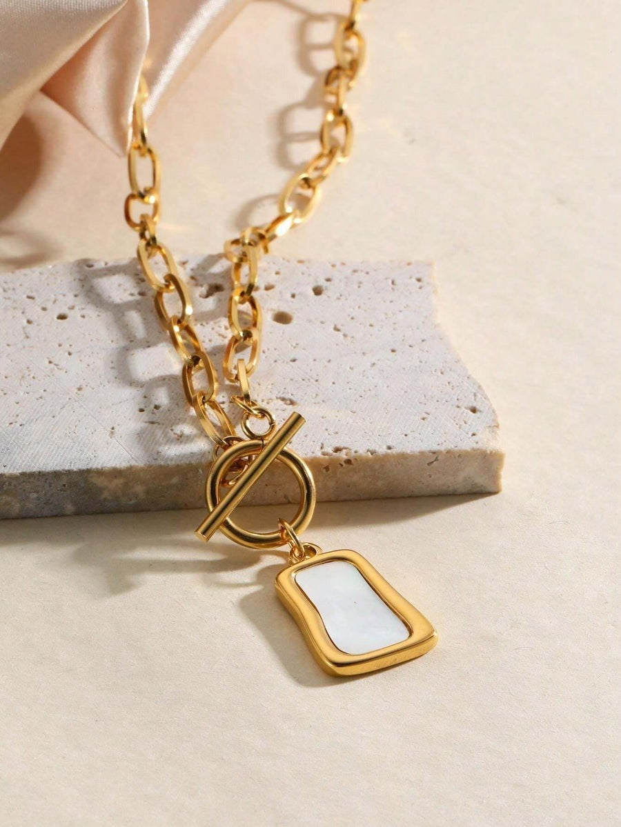 Gold-Plated Geometric Square Necklace