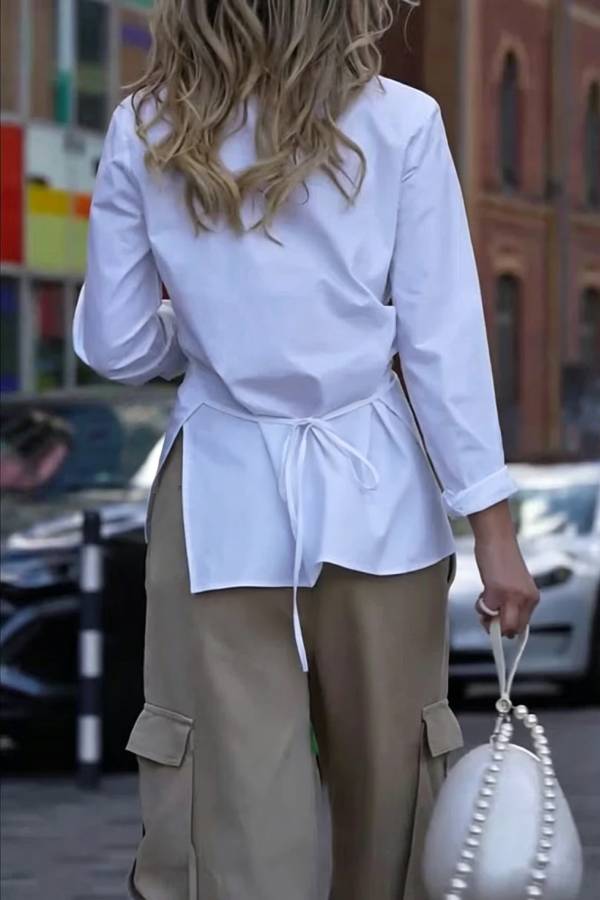 Unique Street Mid Rise Elastic Waist Pocket Wide Leg Cargo Pants