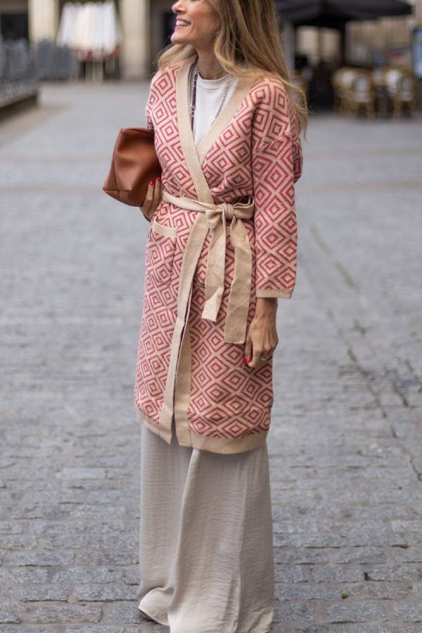 Long Two-tone Kimono Coat
