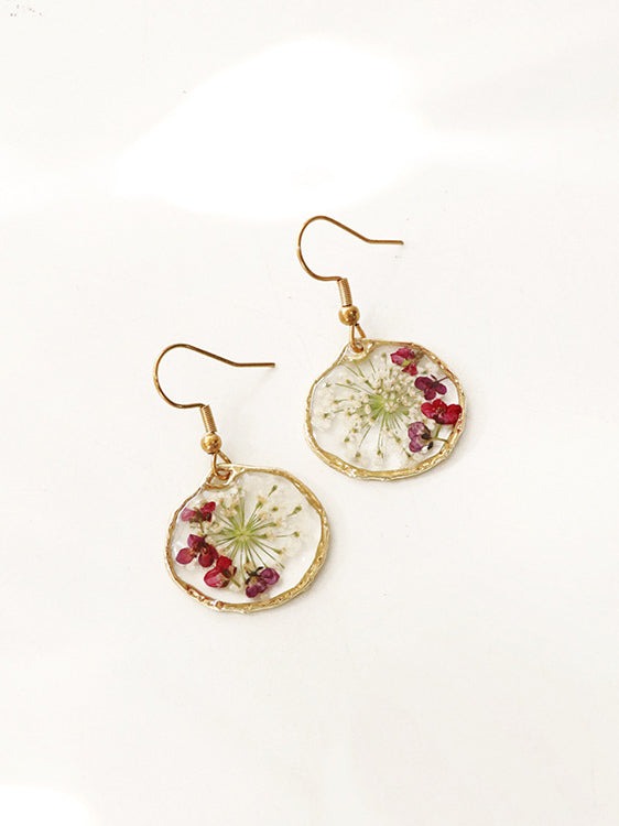 Retro Country Style Dried Flower Earrings