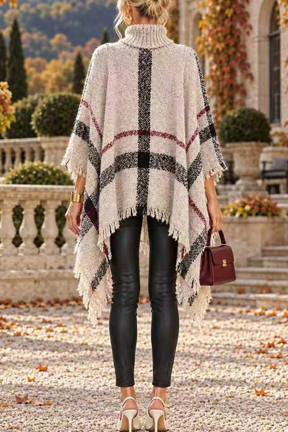 Chicest Tassel Lattice Cloak Poncho Sweater