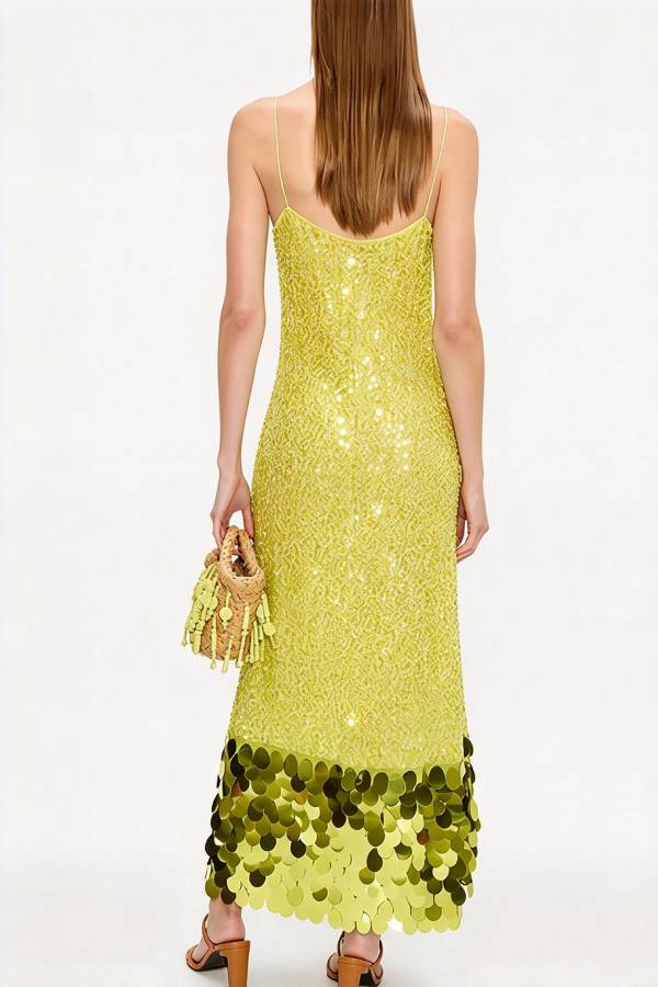 Sophia Sequin-Paneled Camisole Maxi Dress