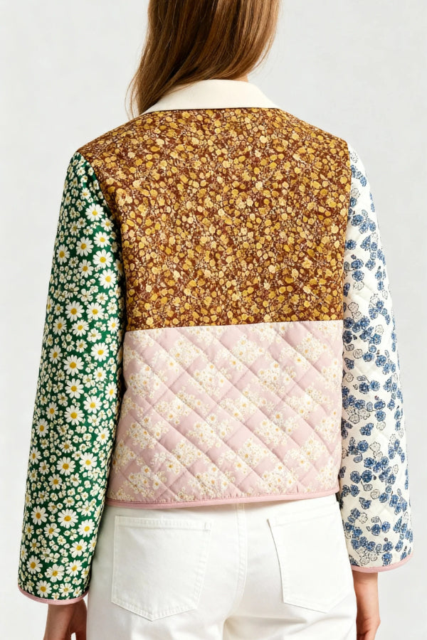 Vintage Floral Patchwork Quilted Padded Jacket