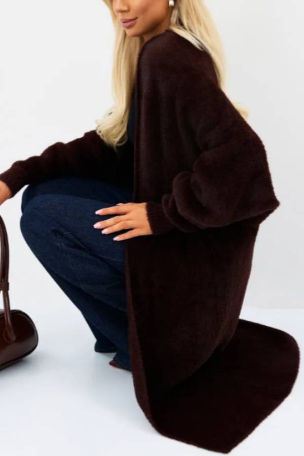 Oversized Long Fuzzy Knit Cardigan