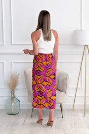 Bahamas geometric pattern slit skirt