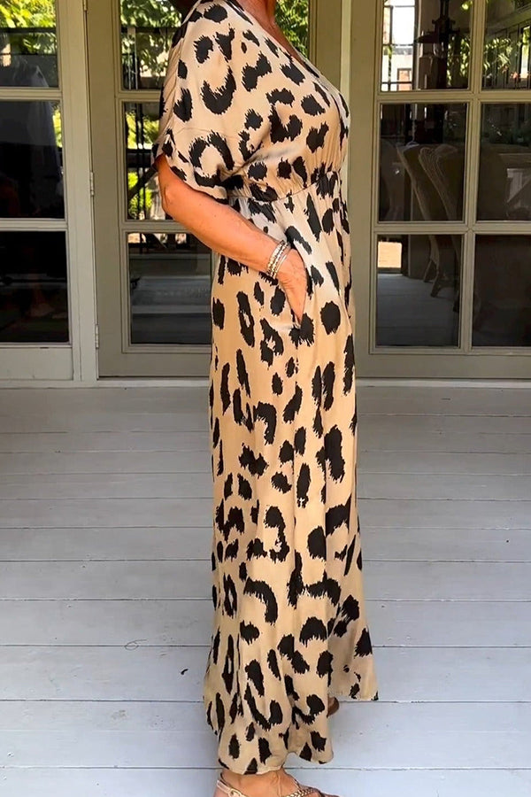 Wild Leopard V-Neck Maxi Dress