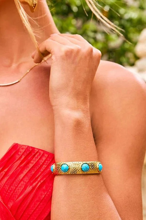 Turquoise Resin and Pearl Bracelet