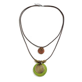 Wooden Disc Beaded Long Necklace