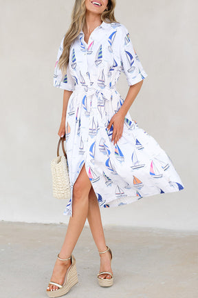 Out On The Water White Multi Print Dress