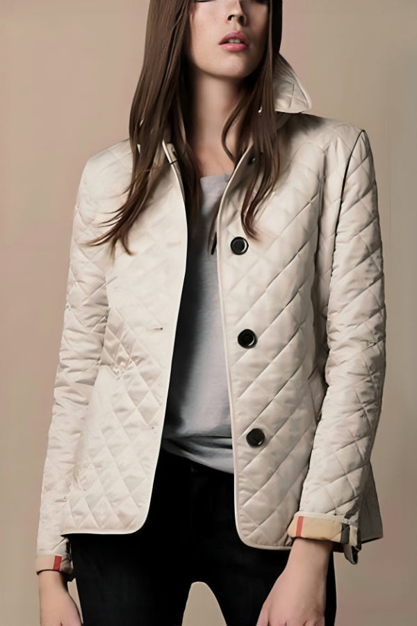 Women's Cotton Blend Slim Fit Jacket for Autumn and Winter
