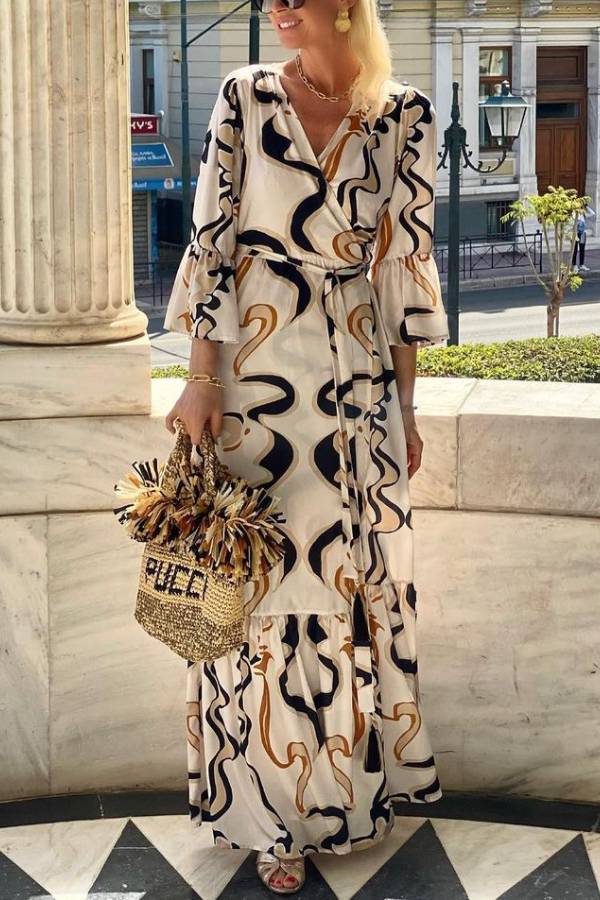 Black and White Tie-dye Maxi Dress