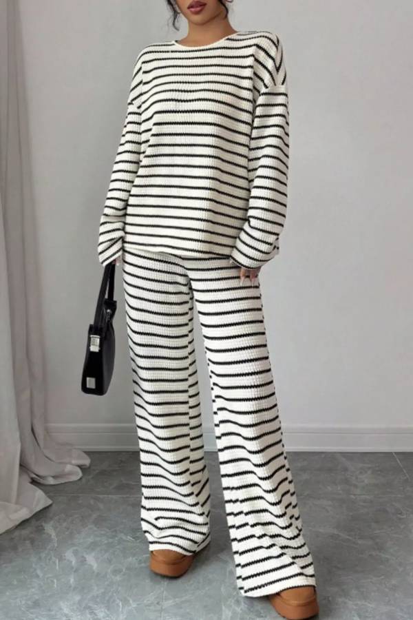 Striped Relaxed Fit Top and Pants Set