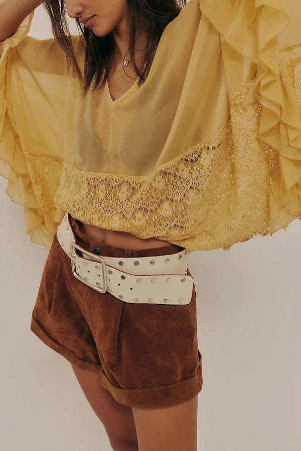 Fashionable Patchwork Lace Batwing Sleeve Loose Beach Cover Up