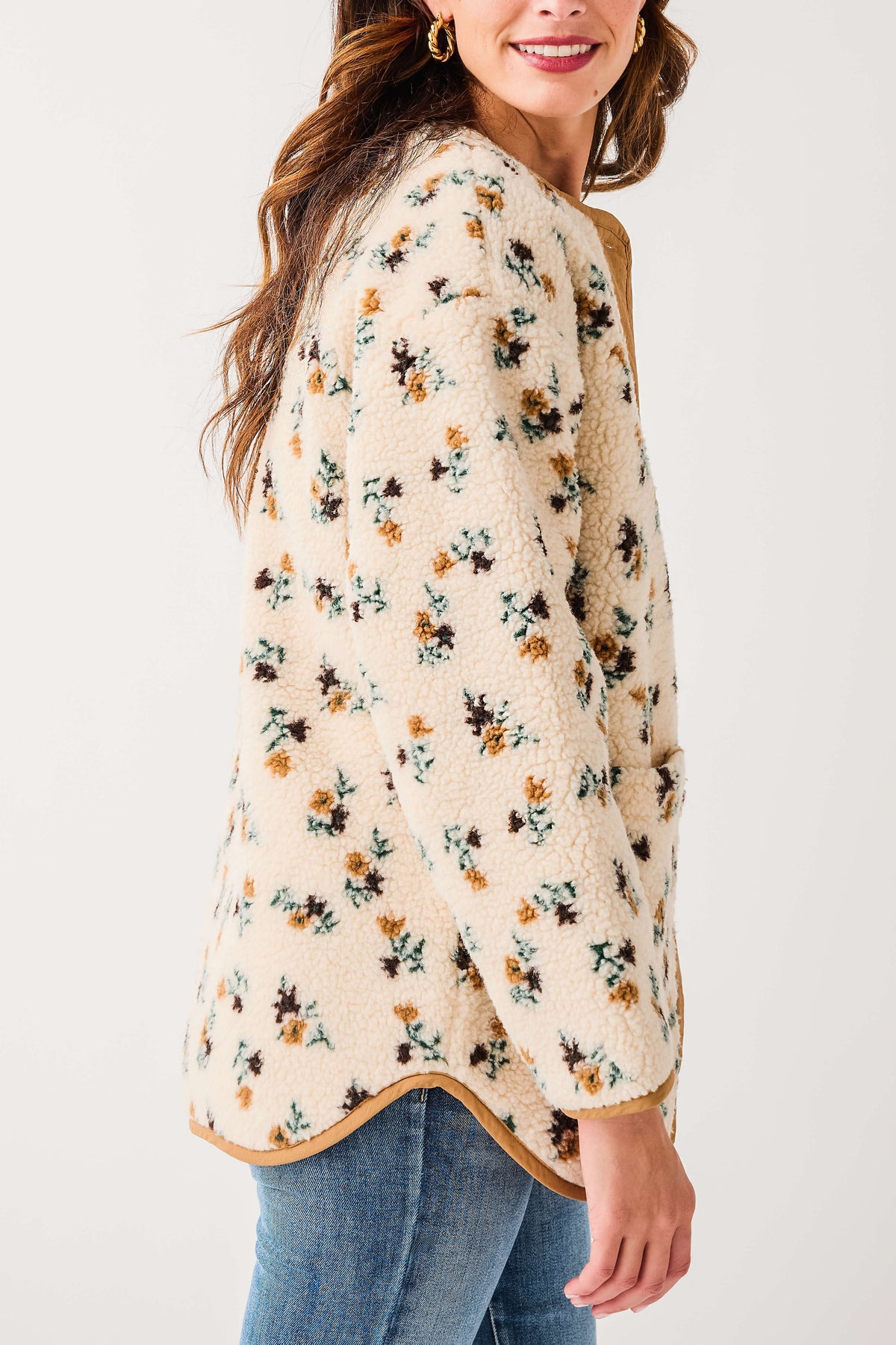 RD Style Sophia Sherpa Button Front Jacket