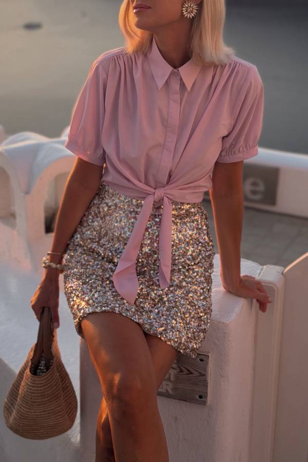 Iridescent Sequin Bodycon Mini Skirt