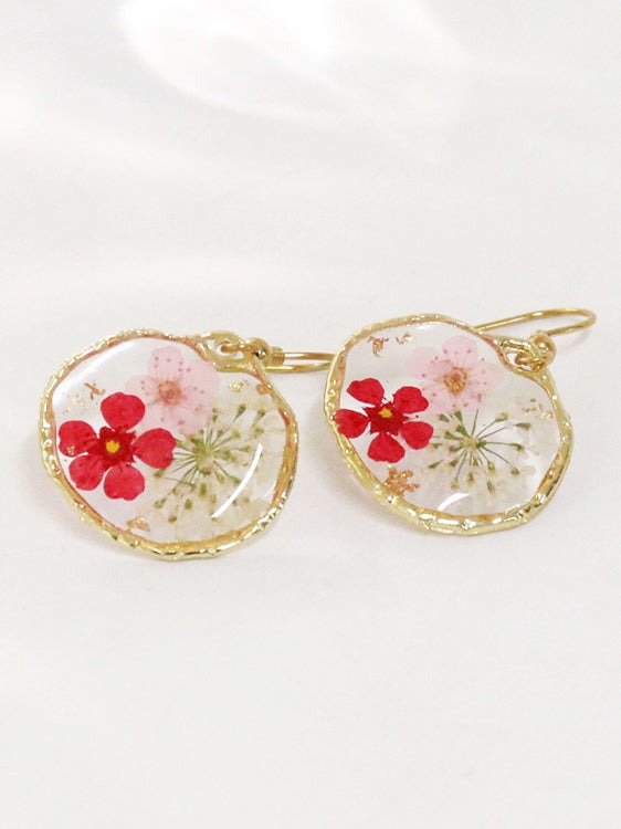 Retro Country Style Dried Flower Earrings