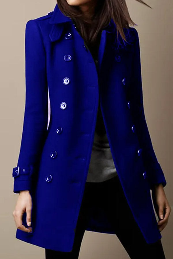 Casual Solid Lapel Long Sleeve Button Coat