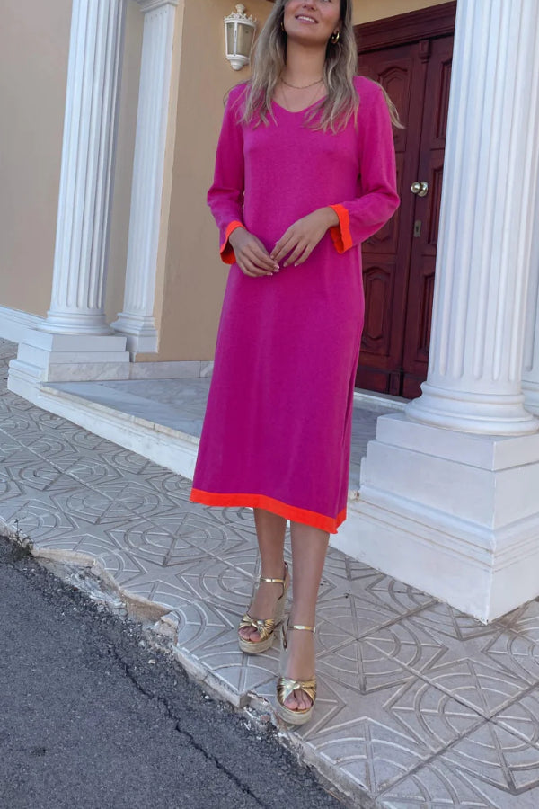 Knitted dress with cuffs combination