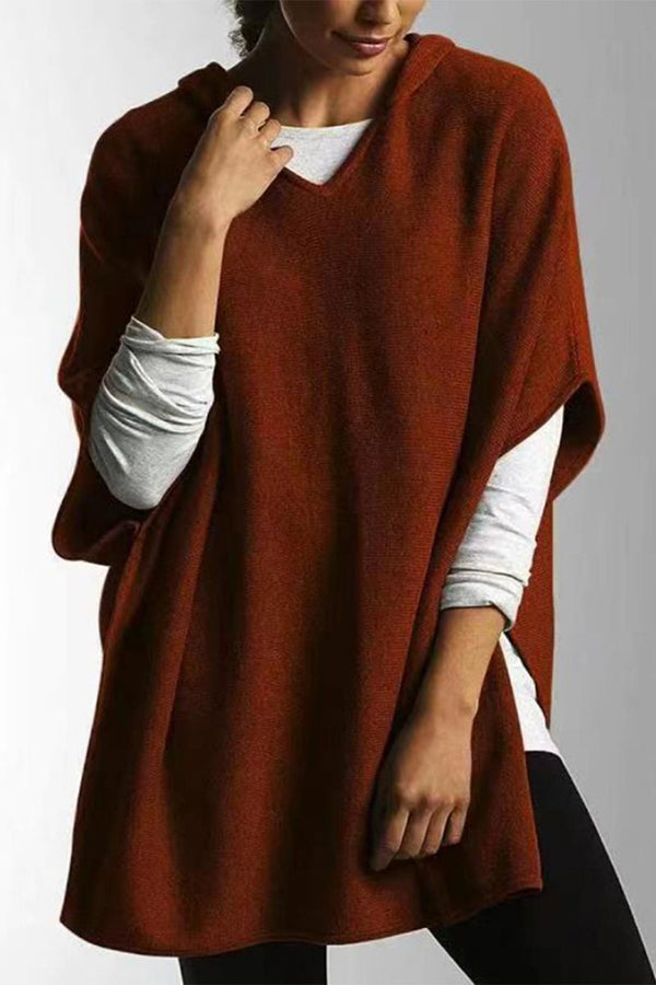 Casual Simplicity Solid Slit Hooded Collar Tops