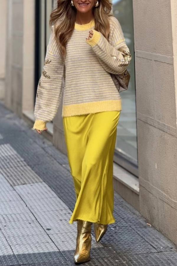 Striped/Sequined Sweater