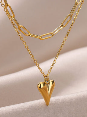 Irregular Chain Industrial Chic Heart Necklace