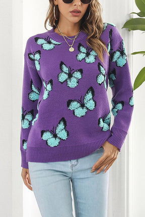 Three-dimensional butterfly women's loose autumn and winter long-sleeved sweater