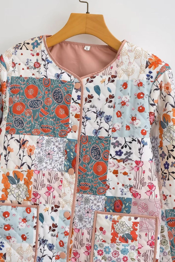 Colorblock Printed Cotton Jacket