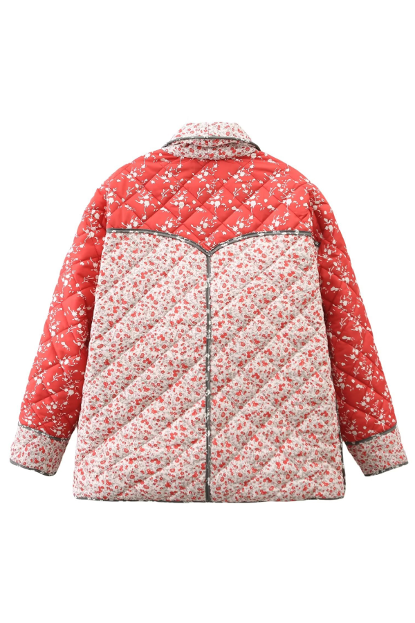 Printed Contrasting Color Stitching Cotton Jacket