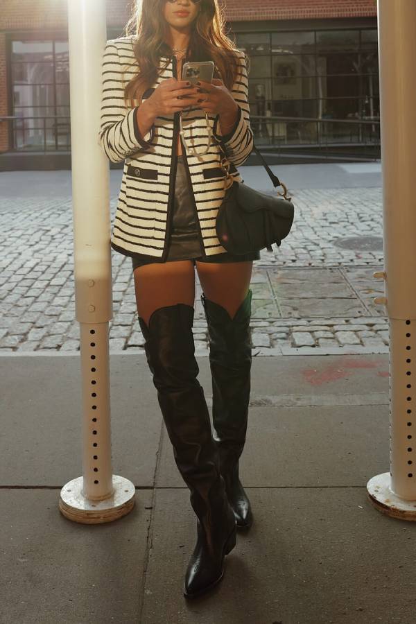 Foster Striped Dickey Jacket in Ivory Black