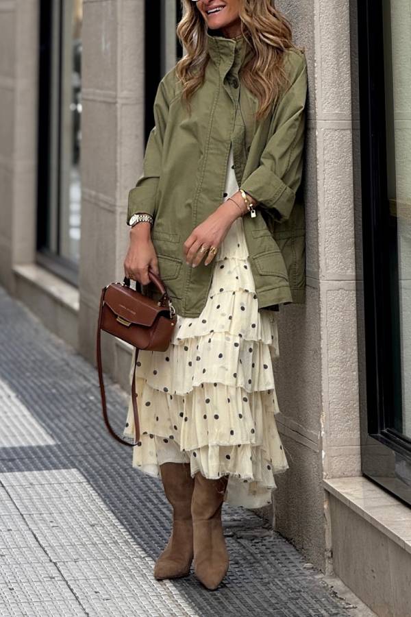 Olive Green Stand‑Collar Utility Jacket