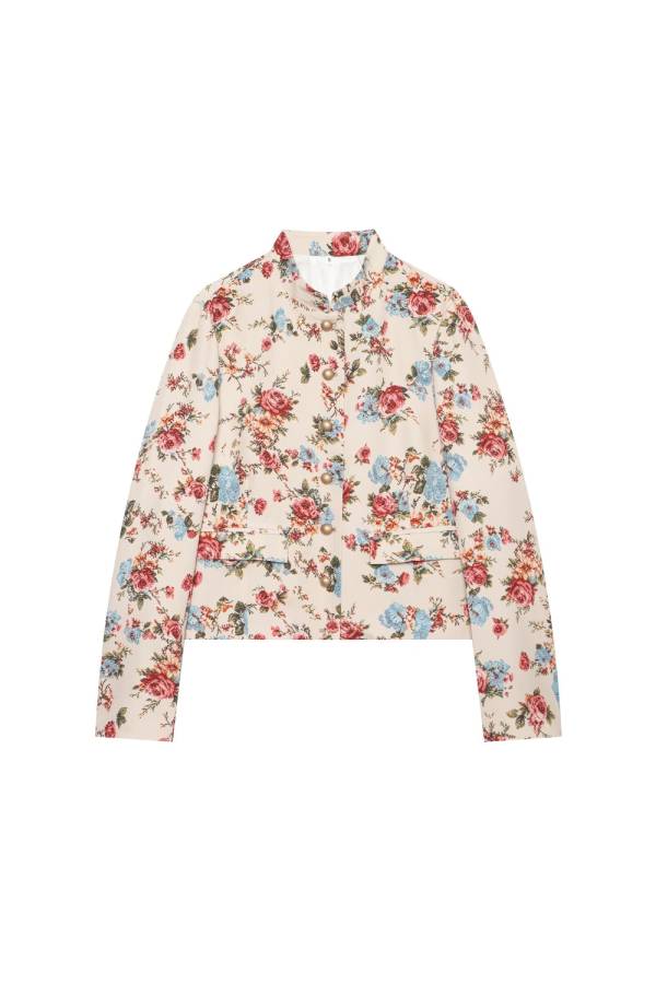 Floral Jacquard Cropped Jacket