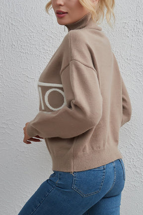 women's design letter knit sweater