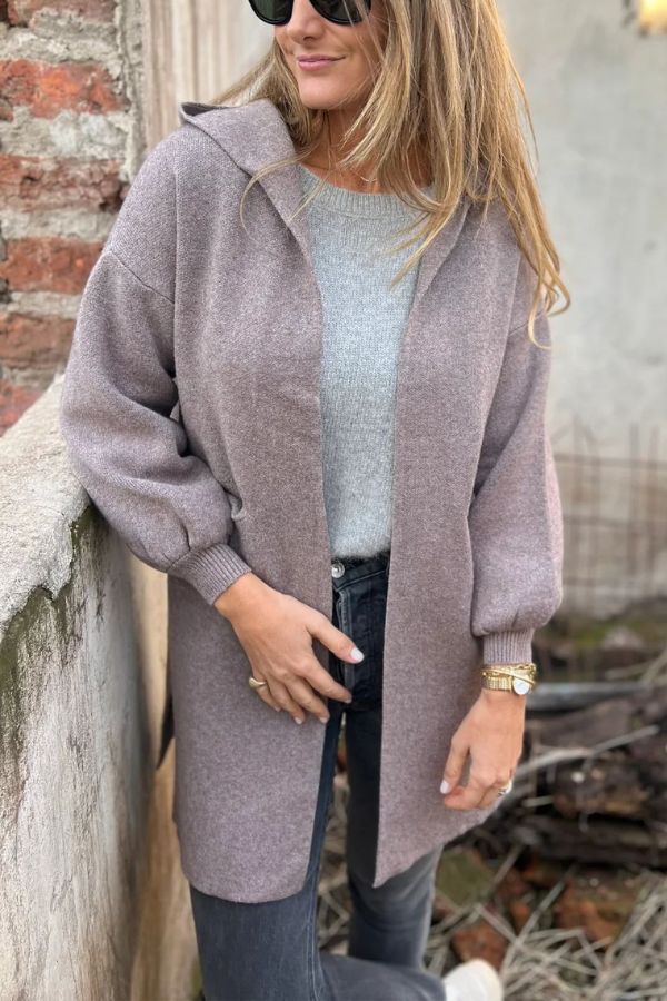 Solid Color Casual Woolen Pocket Hooded Jacket