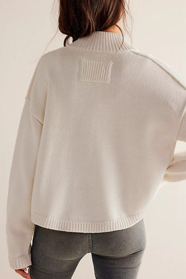 Knitted Jacket Stand Collar Solid Color Cardigan Sweater