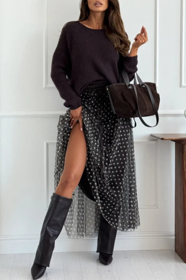 Timeless Treasures Knit Crew Neck Long Sleeve Relaxed Sweater
