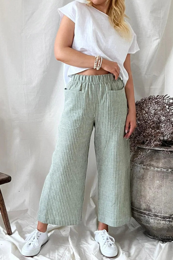 Cotton and Linen Loose Fashionable Casual Straight Pants for Women