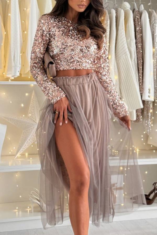 SALLY latte tulle skirt