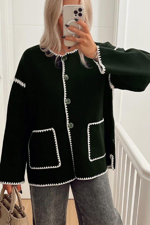 Fashionable Color-block Woolen Coat