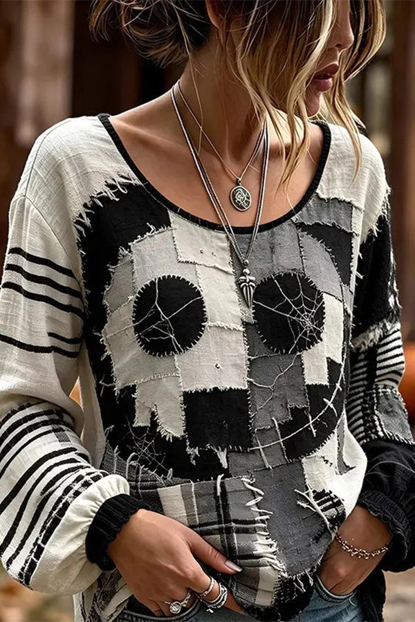 Spooky Season Velvet Long Sleeve Halloween Shirt with Buttons