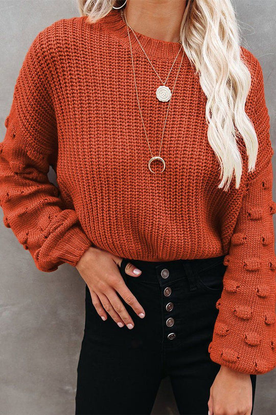 Puffy Sleeve Cable Oversized Knit Sweater